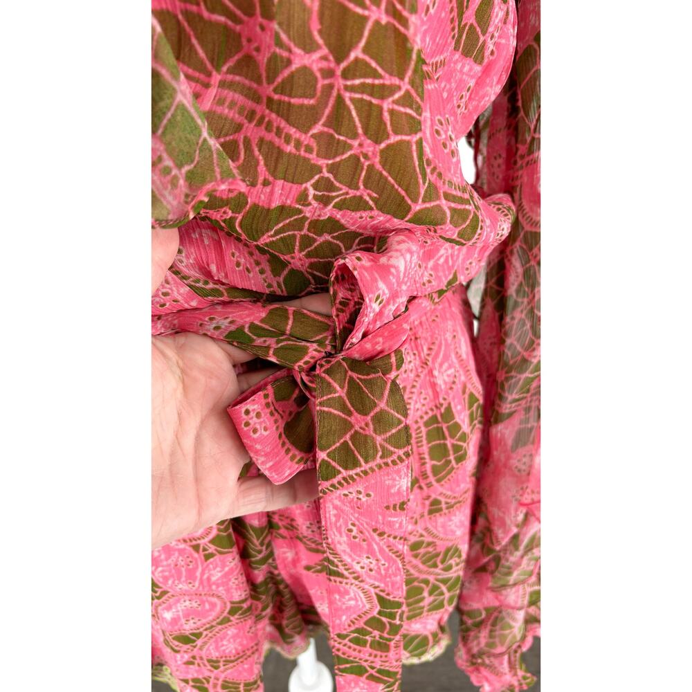Hemant And Nandita Long Sleeve Pakhi Romper Womens Size Medium Pink New Green - Picture 7 of 15